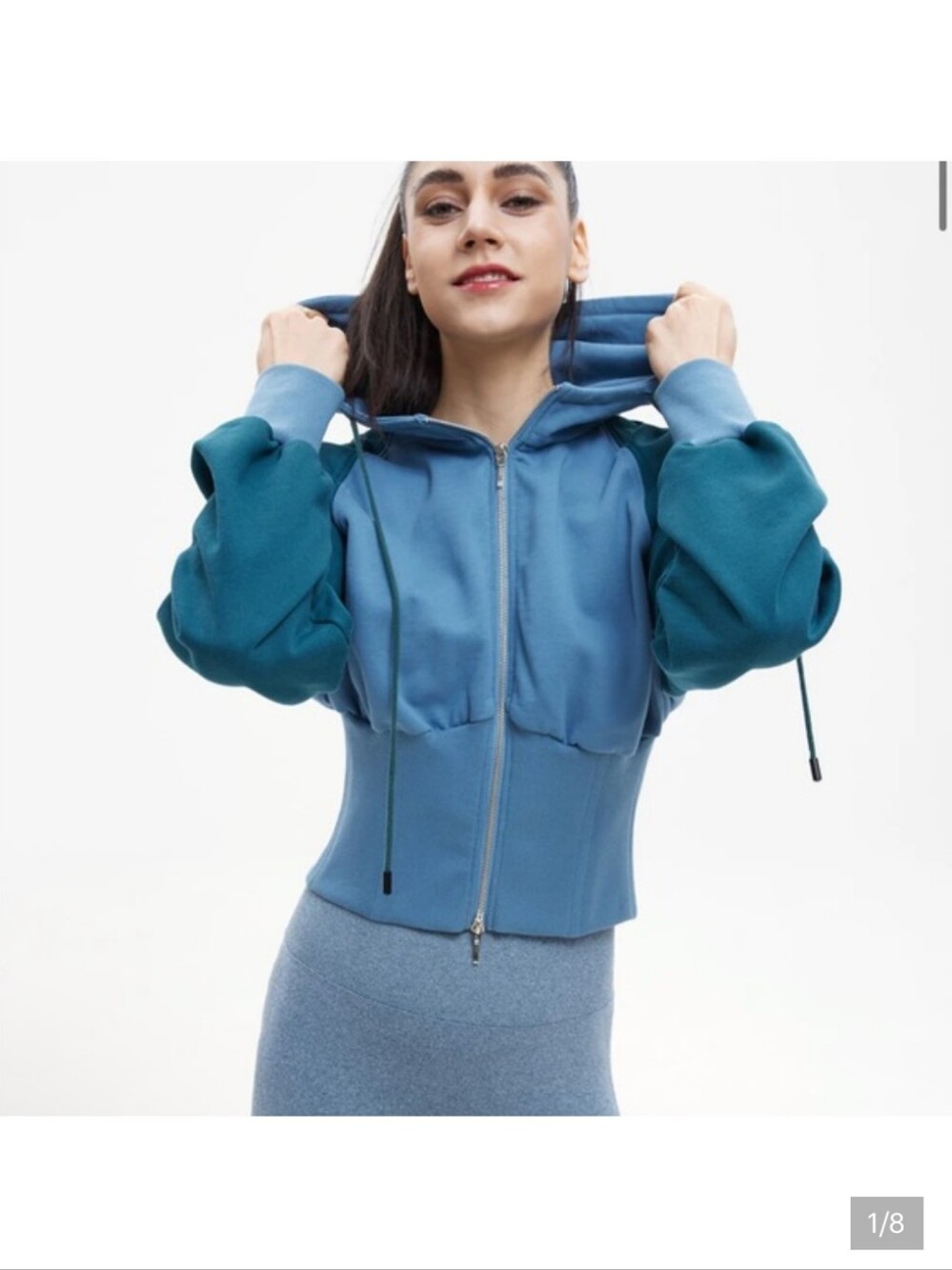 LIT - REBOUNCE CORSET JACKET, BLUE/TURQUOISE, Medium, Cotton, Shapewear Hoodie